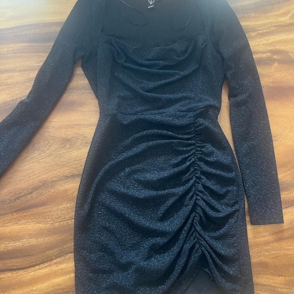 Windsor Black Glitter Long Sleeve Dress